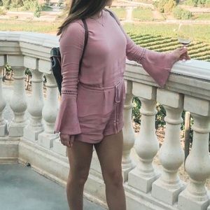 Pink Bell Sleeve Romper/ Playsuit